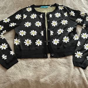 Alice and Olivia cropped sunflower button cardigan